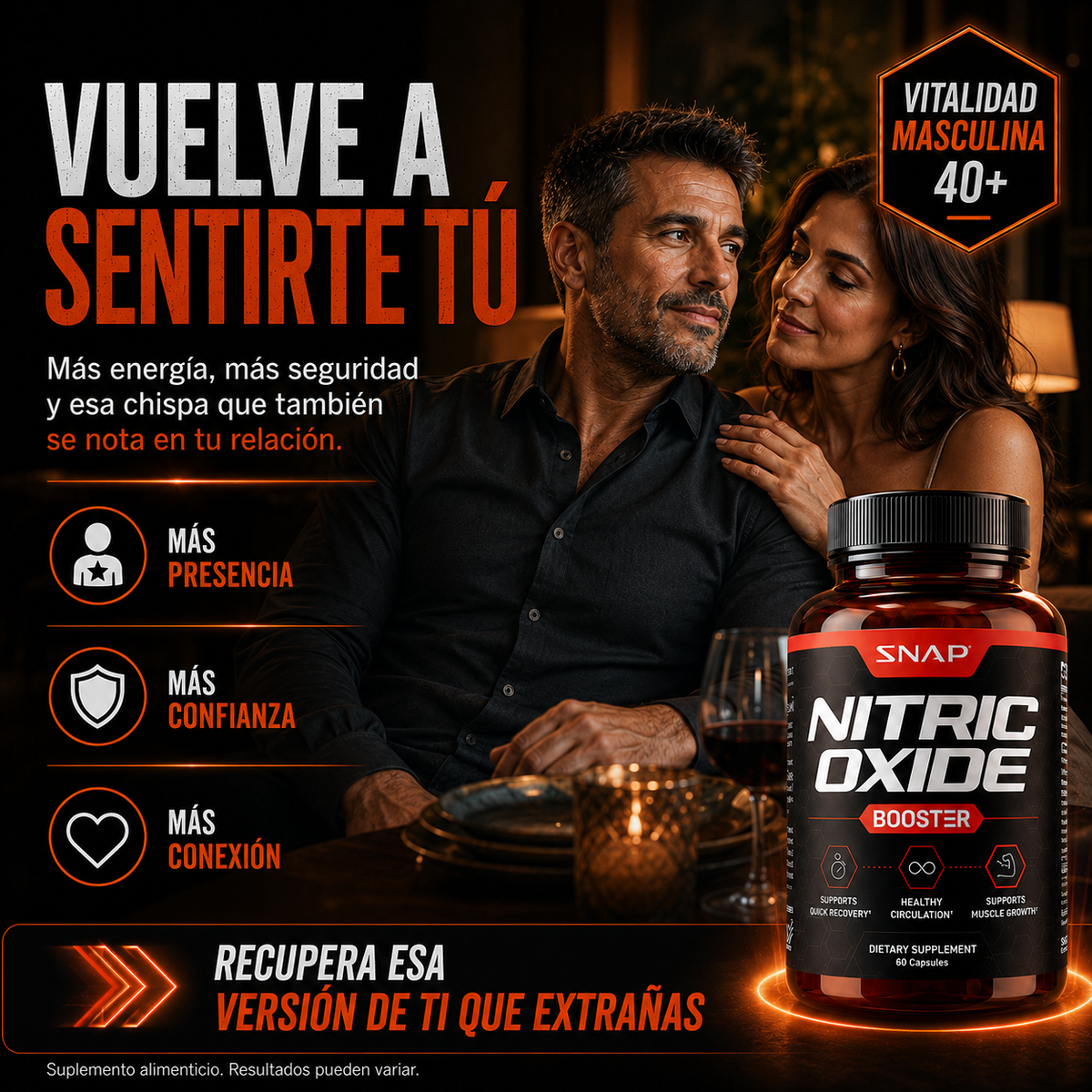 Oxido Nitrico 40+ /Confianza Masculina(60 Cáp)